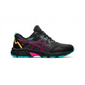 Black/Pink Glo Asics 1012A708.003 Gel-Venture 8 Trail Running Shoes | JLFMP-1857