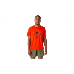 Cherry Tomato Asics 2011C381.800 Fujitrail Logo Short Sleeve Top T-Shirts & Tops | TKMBG-4095