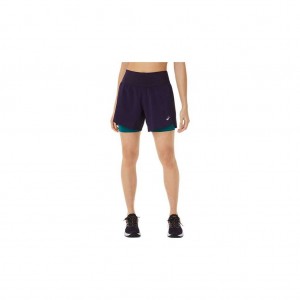 Night Shade/Velvet Pine Asics 2012C378.500 Road 2-N-1 5.5in Short Shorts & Pants | ZDSTY-6518