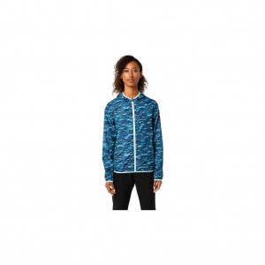 Teal Print/Fresh Ice Asics 2012C002.469 Packable Jacket Jackets & Outerwear | TRWYG-7246