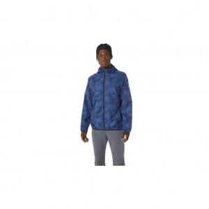 Tie Dye Blue Print/Perf Black Asics 2011B970.475 Packable Jacket Jackets & Outerwear | BHQRV-0384