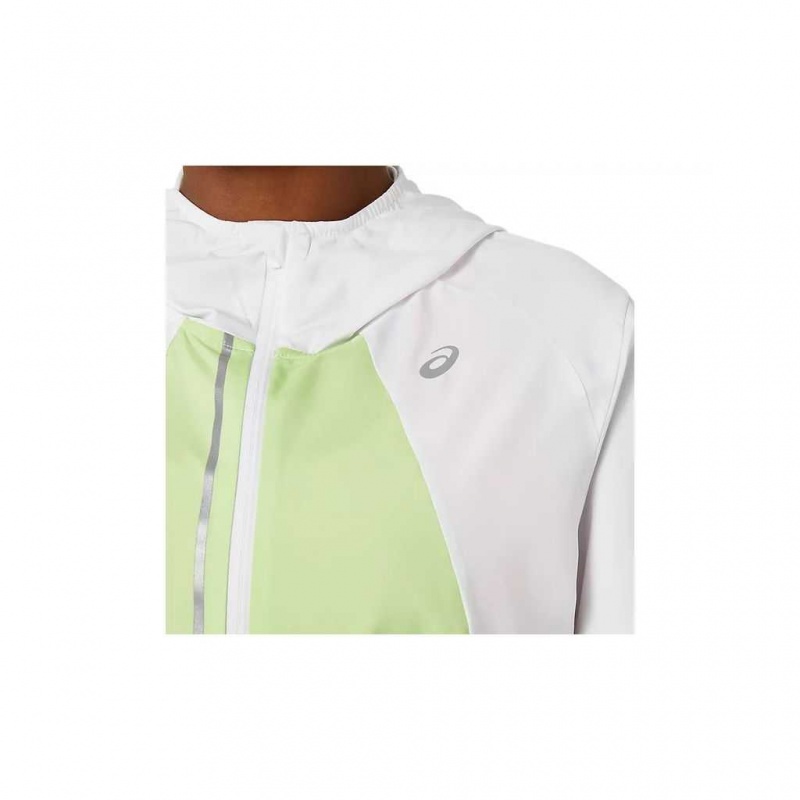 Brilliant White/Lime Green Asics 2012C365.100 Lite-Show Jacket Jackets & Outerwear | ZABIK-4293