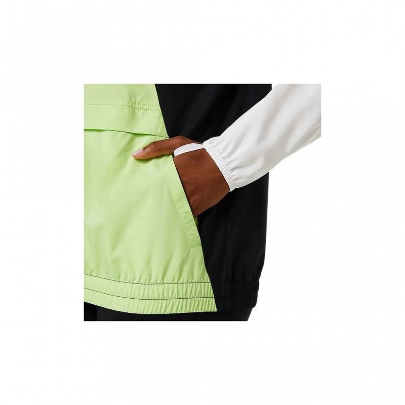 Brilliant White/Lime Green Asics 2012C365.100 Lite-Show Jacket Jackets & Outerwear | ZABIK-4293