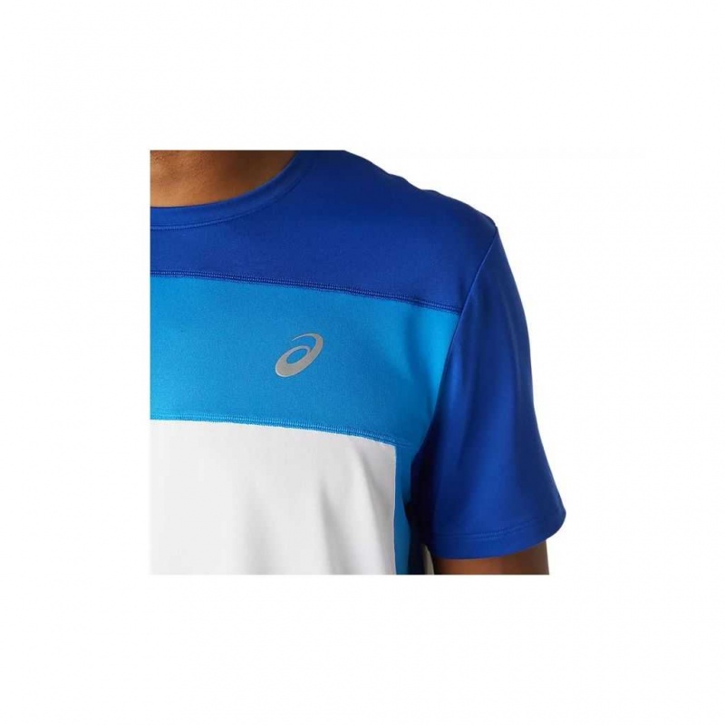 Brilliant White/Monaco Blue Asics 2011A781.106 Race Short Sleeve Top T-Shirts & Tops | ODPKW-9268