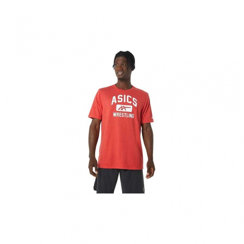Classic Red Heather Asics 2083A012.613 Asics Unisex Wrestling Graphic Tee Gender Neutral Short Sleeve Shirts | CNOJK-8415