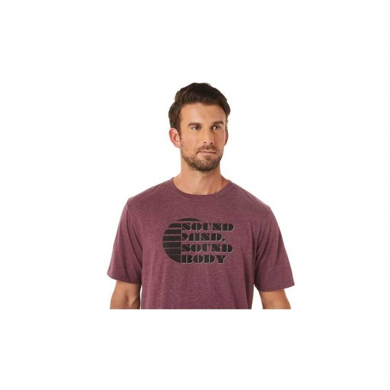 Deep Mars Heather Asics 2031D597.606 Short Sleeve Rise Slogan Tee Gender Neutral Short Sleeve Shirts | BKJSE-1958