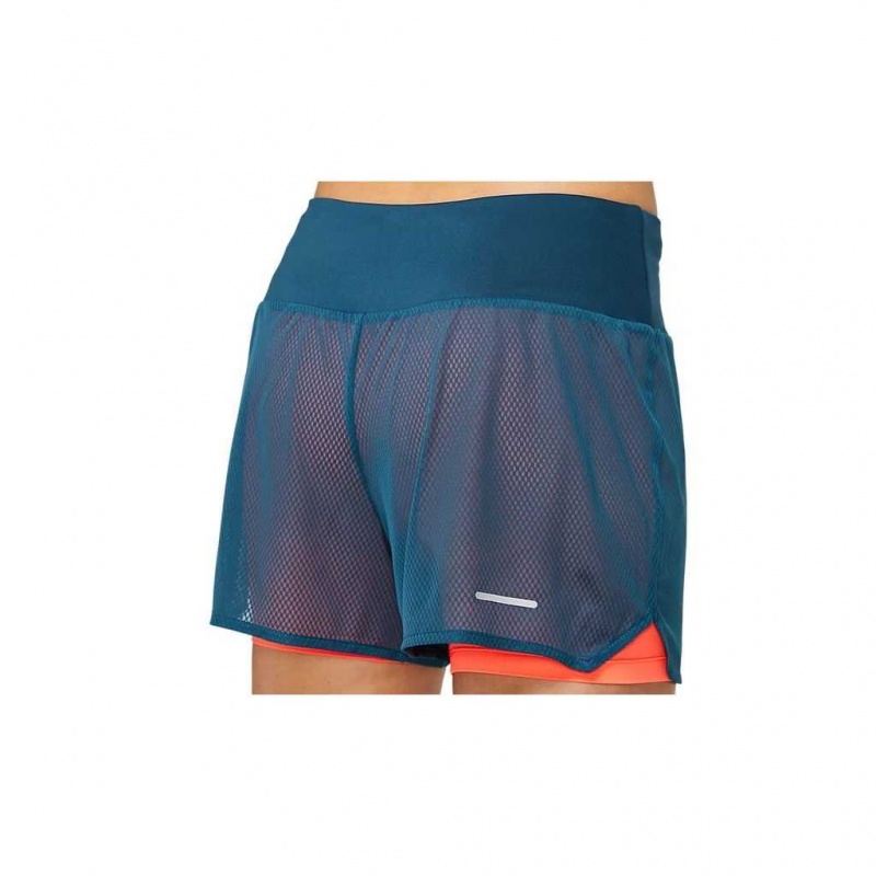 Magnetic Blue/Flash Coral Asics 2012A772.401 Ventilate 2-N-1 3.5in Short Shorts & Pants | XLFAT-4328