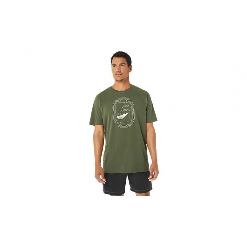 Olive Canvas Asics 2031D869.342 Short Sleeve Spiral A Track And Field Tee Gender Neutral Short Sleeve Shirts | FOAVZ-3162