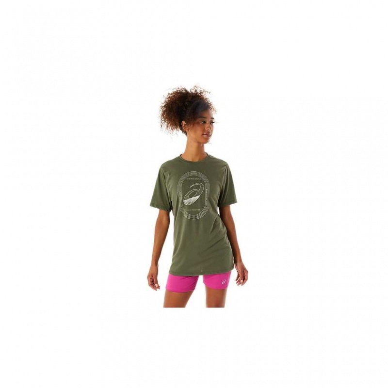 Olive Canvas Asics 2031D869.342 Short Sleeve Spiral A Track And Field Tee Gender Neutral Short Sleeve Shirts | FOAVZ-3162