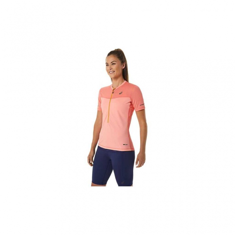 Papaya/Guava Asics 2012C721.700 Fujitrail Short Sleeve Top T-Shirts & Tops | TSQNI-9652