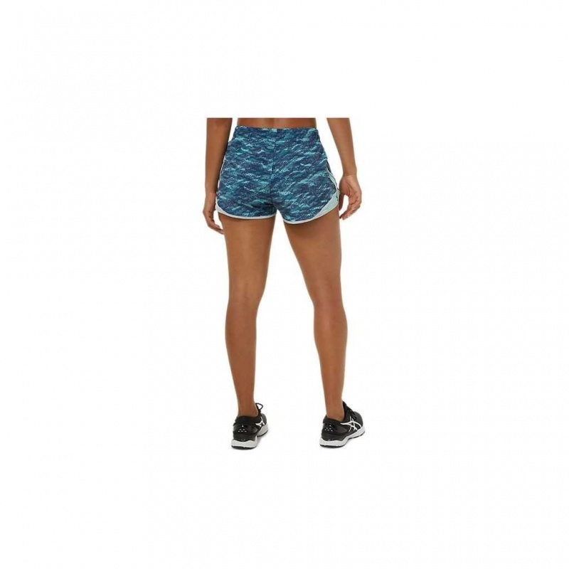 Teal Print/Fresh Ice/Piedmont Grey Asics 2012B536.469 Pr Lyte 2.5in Run Short Shorts & Pants | ZXFDR-9368