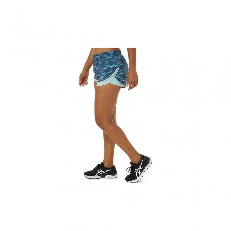 Teal Print/Fresh Ice/Piedmont Grey Asics 2012B536.469 Pr Lyte 2.5in Run Short Shorts & Pants | ZXFDR-9368
