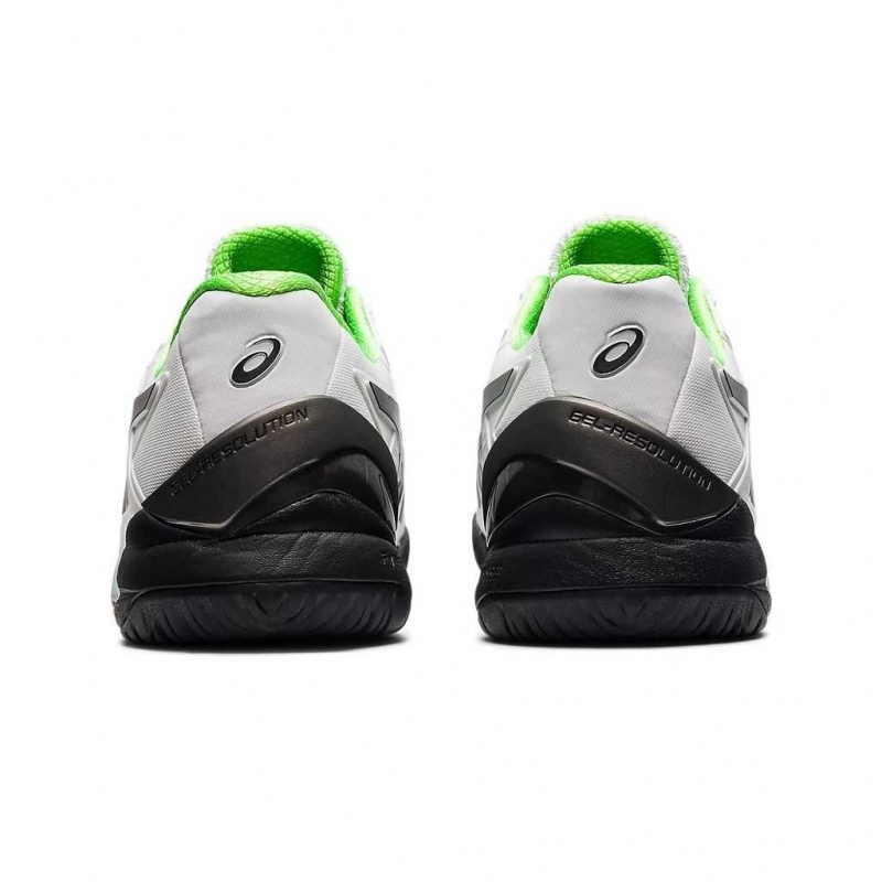 White/Green Gecko Asics 1041A113.105 Gel-Resolution 8 (2E) Tennis Shoes | QXSVM-7836